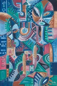 My Friend - Giclée print of surreal painting -possibly aliens - Picture 1 of 7