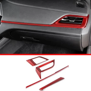 Red Carbon Fiber Style Dashboard L&R Air Outlet Vent Trim For Cadillac CT4 20-22 - Picture 1 of 6