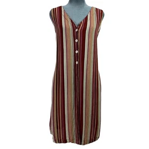 Vintage 90s Womens Large Striped Duster Sleeveless Top Boho Hippie Grunge - Picture 1 of 5
