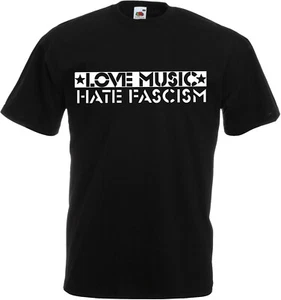 LOVE MUSIC HATE FASCISM T-Shirt, schwarz - Picture 1 of 1