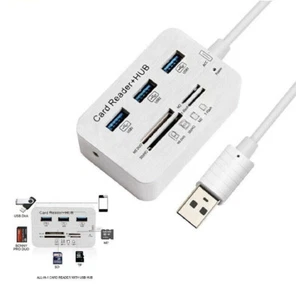 Aluminum 3 Port USB 3.0 Hub MS SD M2 TF Multi-In-1 Memory Card Reader Adapter - Picture 1 of 6