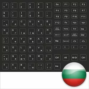 KEYBOARD STICKER BULGARIAN ALL BUTTONS BLACK BLACK KEYSTICK BULGARIA ALL KEY - Picture 1 of 1