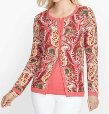 NWT  Cotton/Rayon Talbots ROSEWOOD PAISLEY CHARMING CARDIGAN Sz P=0 $99 - Image 1 of 4