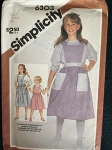Vintage Simplicity 6303 NEW Girls Apron Jumper Back Button Blouse - Picture 1 of 5