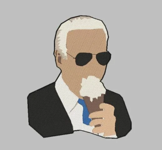 Funny Meme Biden Eating Ice Cream for Garment Apparel Bag Custom Patch - 3" inch - Image 1 of 1