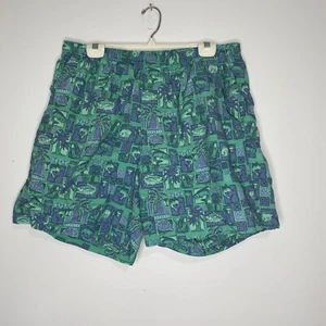 Columbia Mens Shorts Sz XL Purple Green Fish Swim Trunks Elastic Bathing Suit - Picture 1 of 7