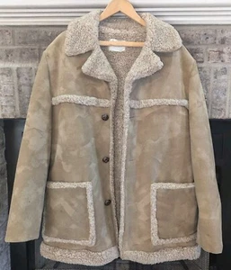 Vintage Warm Fingerhut Fashions Faux Suede Shearling Coat Jacket Size 42 men USA - Picture 1 of 20