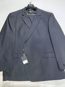 Mens Renoir Black Striped 2 Piece Suit Size 52L 46W NEW - Picture 1 of 7