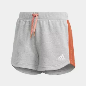 Adidas Essentials 3-Stripes Junior Girls Soft Cotton Shorts Grey FL1783 - Picture 1 of 4