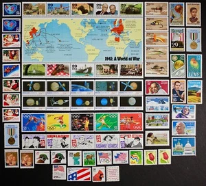 1991 U.S.  Commemorative Year Set 74 diff. stamps incl. WII Sheet + def. Mint NH - Picture 1 of 3