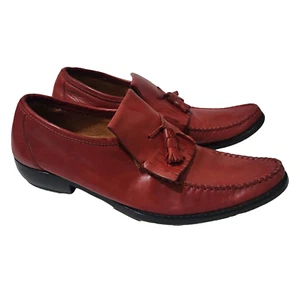 Calzature Celini Italia Hombres Cuero Mocasines Borlas Rojas Zapatos Sin Cordones IT 39/EU40 - Imagen 1 de 13