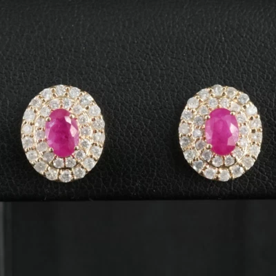 14K Ruby and 0.76 CTW Natural Diamond Earrings - Gorgeous! - Image 1 of 4