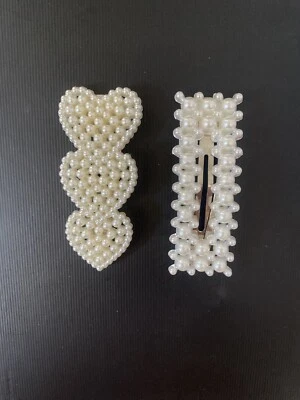 2Pcs Pearl Hair Clip Barrettes Fashion Korean For Women Hairpins Accessories USA - Image 1 of 2