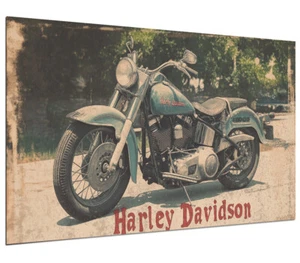 Harley Davidson Vintage Retro Alu-Wandbild garage für Innen und Außenwand MT2 - Bild 1 von 3