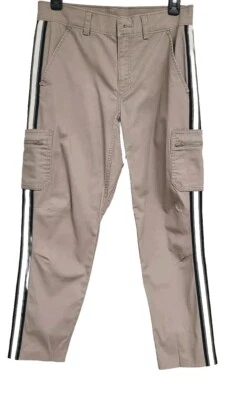 Calça cargo Athleta Summit comprimento do tornozelo listra lateral bege feminina tamanho 0 29" cintura - Imagem 1 de 4