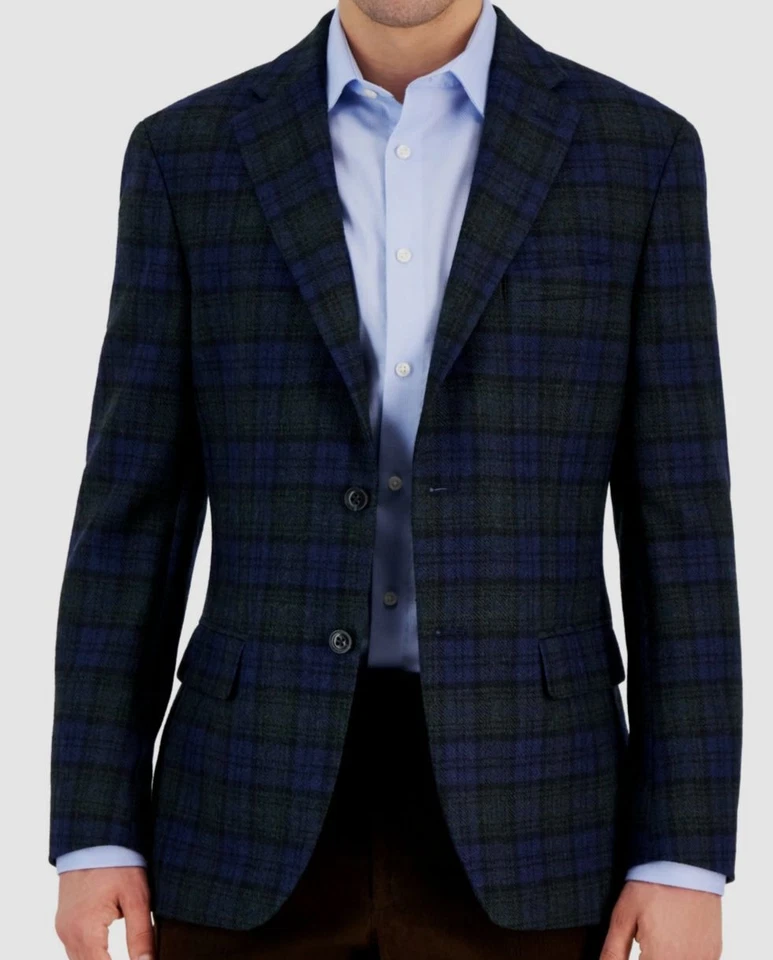 Tommy Hilfiger Hombre Verde Lana Ajuste Moderno Deportivo Abrigo Traje Chaqueta Talla 40R Foto 1 de 1