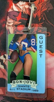 Bon Jovi Giants Stadium 1989 Gira de Conciertos de Invitados Backstage Pase Laminado Foto 1 de 2