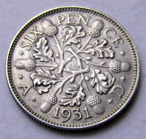 1931 Great Britain Sixpence - Picture 1 of 2