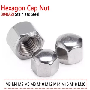 M3 M4 M5 M6-M20 Metric A2 Stainless Steel Hexagon Cap Nut, DIN917 Nuts For Bolts - Picture 1 of 6