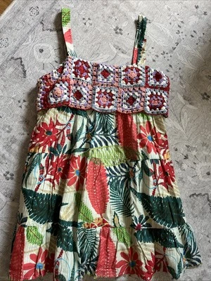 Mini Vestido Anthropologie Farm Rio L XL Crochet Floral Abuela Cuadrado ¡Tiene Bolsillos! Foto 1 de 4