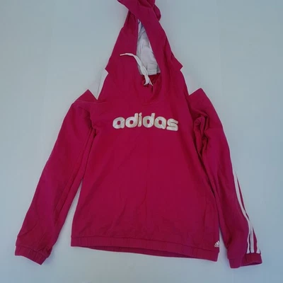 Sudadera con Capucha ADIDAS 12 Rosa Para Mujer Jersey con Capucha Pullover Sudadera Logo Grande Foto 1 de 4