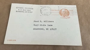 Postal firmada autografiada de Tony Thomas Citadel Records - Álbumes de música de cine 1981 - Imagen 1 de 2