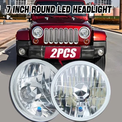Par de faros LED redondos de 7 pulgadas carcasa para Jeep CJ5 1959-1982 1983 Foto 1 de 4