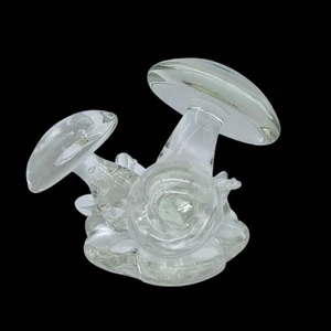 Vintage Murano Glas Pilz Cluster 3 Briefbeschwerer groß klar Aufkleber MCM RAR - Bild 1 von 7