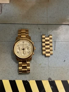 Michael Kors MK-5055 Unisex Gold Chronograph Quartz Watch w Links Needs Battery - Picture 1 of 7