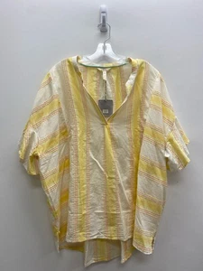 Matilda Jane SIZE XXL Cream/Pink Orange/Yellow Stripes V Neck Plus Size Top - Picture 1 of 1