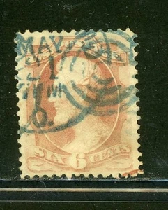 US Scott # 159 - Used - RARE Double Blue Cancel - CV=$18.00        (9-C252) - Picture 1 of 2