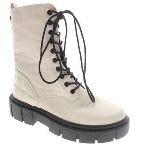 Botines Mustang mujer talla 39 | Plataforma gruesa blanca y negra | Estilo milit - Imagen 1 de 4