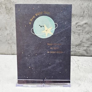 American Greetings Baby Karte 5x7 Junge Space World schwarz gold Glückwunsch - Bild 1 von 7