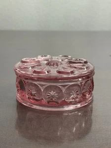 SELTEN LE Smith Rosa Glas Mond und Sterne Puderdose Kommode Glas - Bild 1 von 7