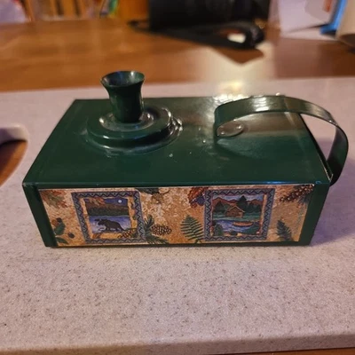 Lodge Vintage Emergency Candle Tin Holder Green Outdoors Candles Included - Image 1 of 4