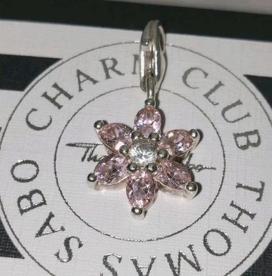 Thomas Sabo Flower Pink Stones Sterling silver Charm Pendant RRP£38 Retired Rare - Image 1 of 4