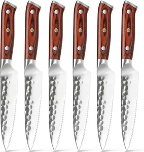 Steakmesser Set 6 teilig, hochwertige deutsche Edelstahl Steakbesteck Set, Gr... - Picture 1 of 10