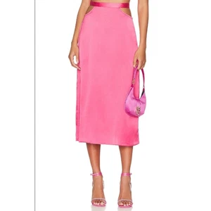 Falda midi recortada para mujer Revolve WeWoreWhat satinada Charmeuse rosa intenso talla M nueva con etiquetas - Imagen 1 de 9