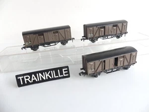(1) 704 / 7040 HORNBY FRANCE HO / 3 WAGONS COUVERTS ESSIEUX PORTES COULISSANTES - Picture 1 of 3