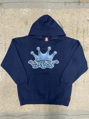 Sudadera con capucha tribal vintage JNCO Jeans Crown Y2K azul marino talla L Foto 1 de 4