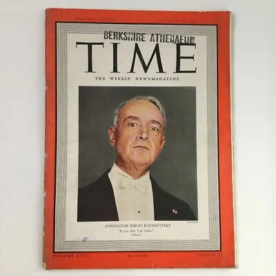 Time Magazine October 10 1938 Vol 32 #15 Russian Conductor Serge Koussevitzky - Image 1 of 2