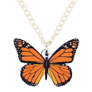 Acrylic Monarch Butterfly Necklace Pendant Insects Jewelry Charms Gift for Women - Picture 1 of 5