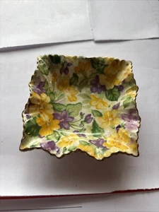 Vintage Fenton Apple Blossom James Kent 3” Square Trinket Tray Chintz - Picture 1 of 1
