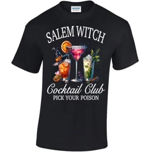 Salem Witch Cocktail Club Pick Your Poison T-shirt, Supernatural Drinking Coven - Picture 1 of 20