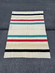 Vtg Antique Hudson’s Bay 3.5 Point Striped Wool Trading Blanket 82.5”x61.5 - Picture 1 of 15