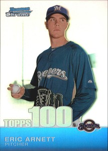 2010 (BREWERS) Bowman Chrome Topps 100 Prospects Refractors #TPC67 Arnett