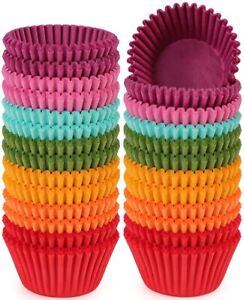 Caperci Rainbow Mini Cupcake Liners Colorful Muffin Baking Cups 350-Count Odorl