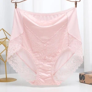 Damen Spitzenunterhose Satin Slip hochtailliert Höschen übergroß nahtlos bequem - Bild 1 von 13