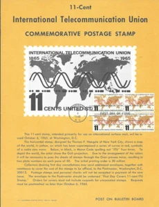 #1274 11c ITU 100 Years Stamp Poster- Unofficial Souvenir Page Flat HC on Block - Picture 1 of 1