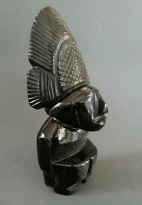 Escultura mexicana azteca tallada obsidiana brillo dorado, 8,5 pulgadas - Imagen 1 de 12